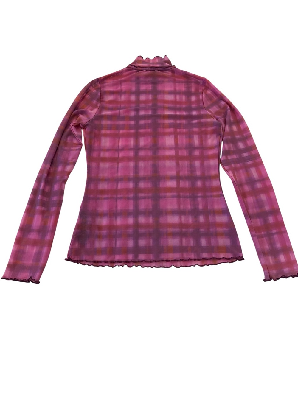 Anthropologie Pilcro Mesh Plaid Turtleneck Top - Picture 9 of 11
